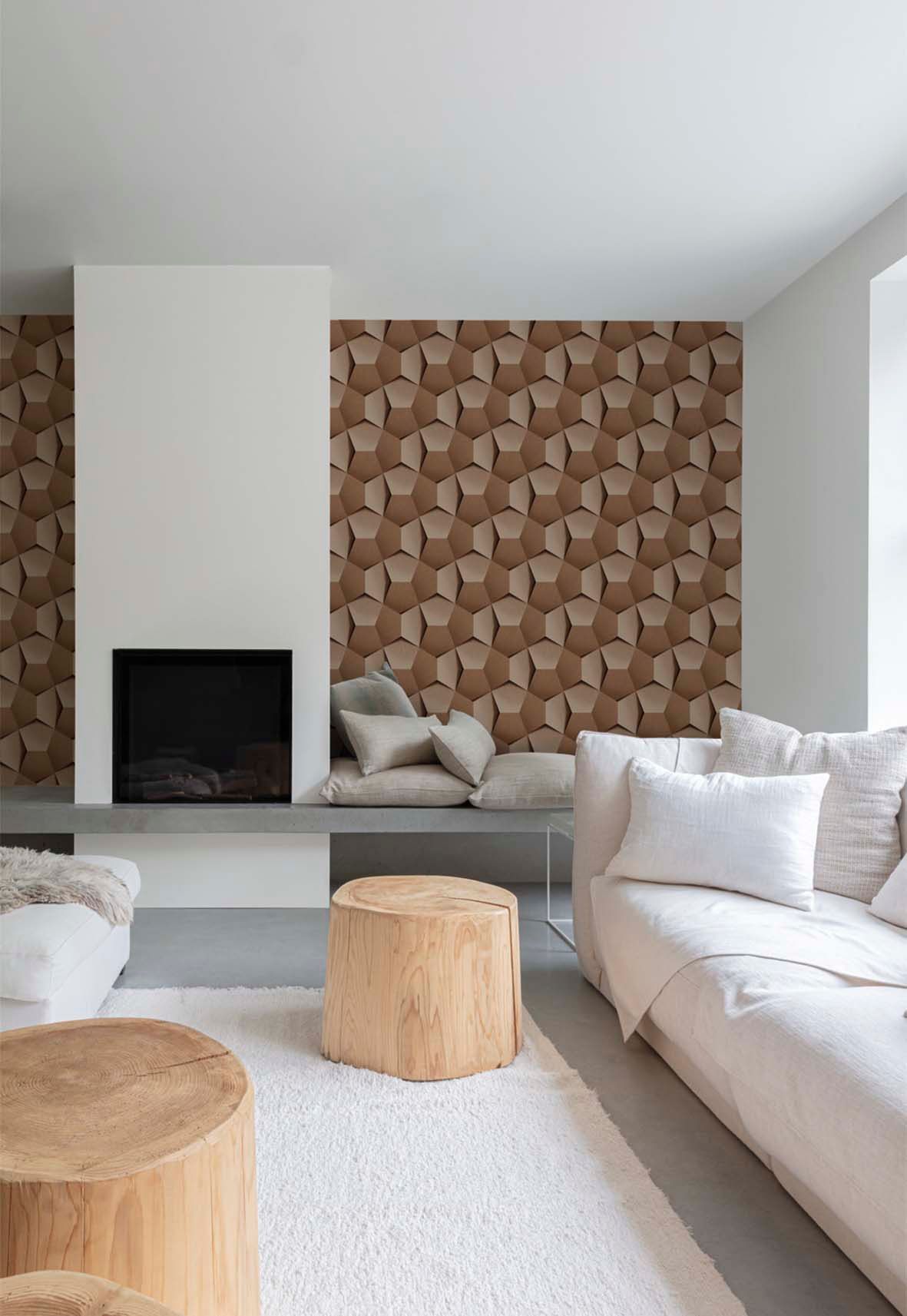 Grandeco geometrische Hexagon-Tapete braun A54602