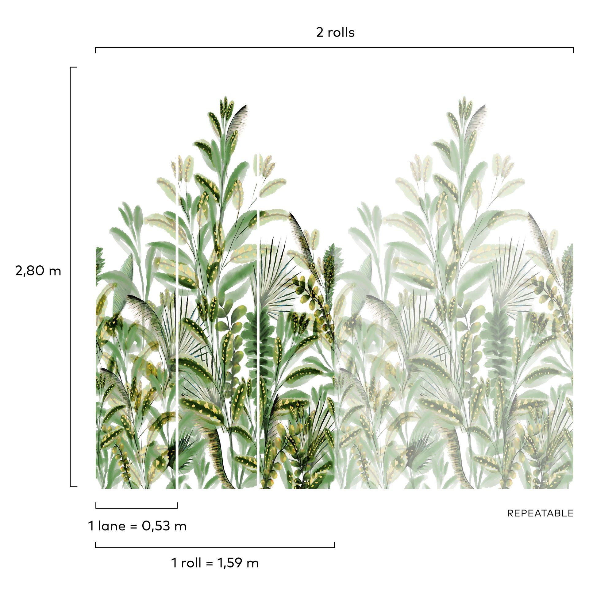Vliestapete Tropische Blätter Grün Gold Grandeco OROM 2 A59502