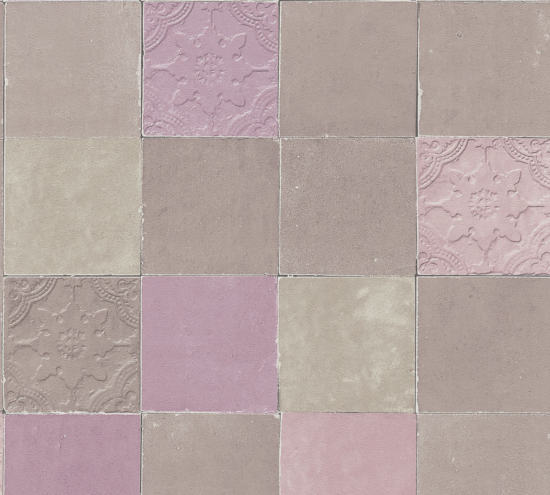 Livingwalls New Walls, Fliesentapete, grau, lila 374062 Dekorbild