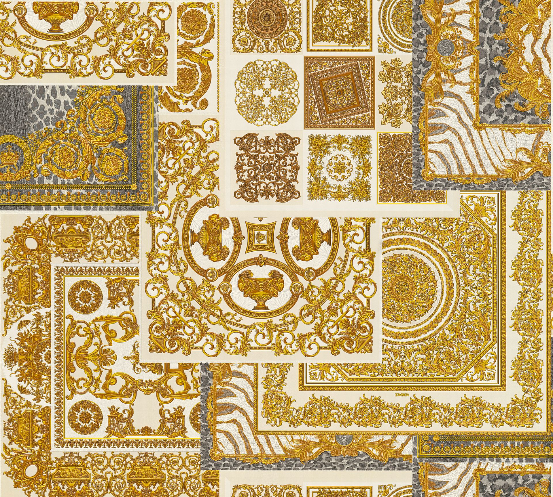 Versace wallpaper Versace 4, Barock Tapete, gold, silber 370484