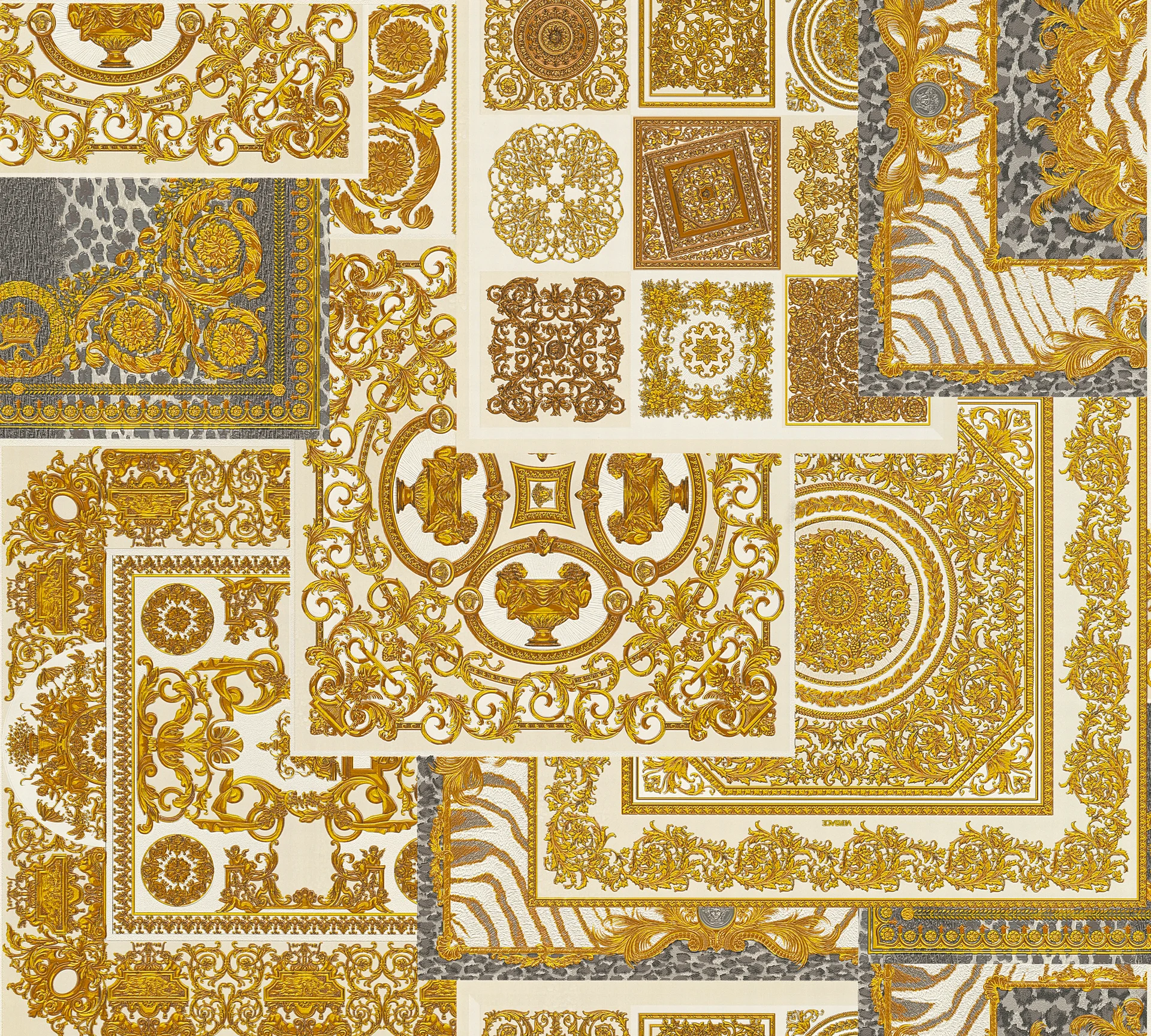 Versace wallpaper Versace 4, Barock Tapete, gold, silber 370484 Dekorbild