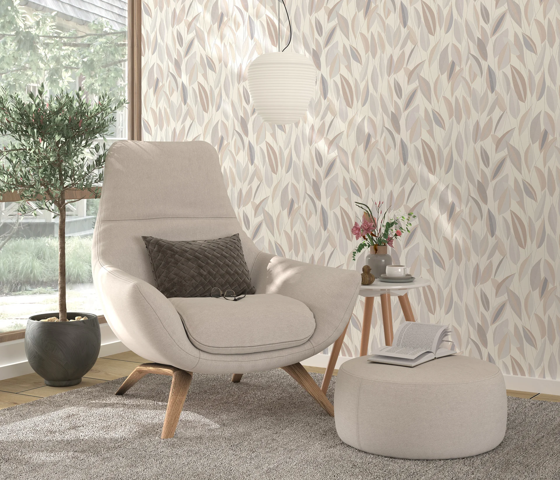 Mustertapete Blättermotiv creme Erismann 1043131 Mustertapete Blättermotiv creme Erismann 1043131